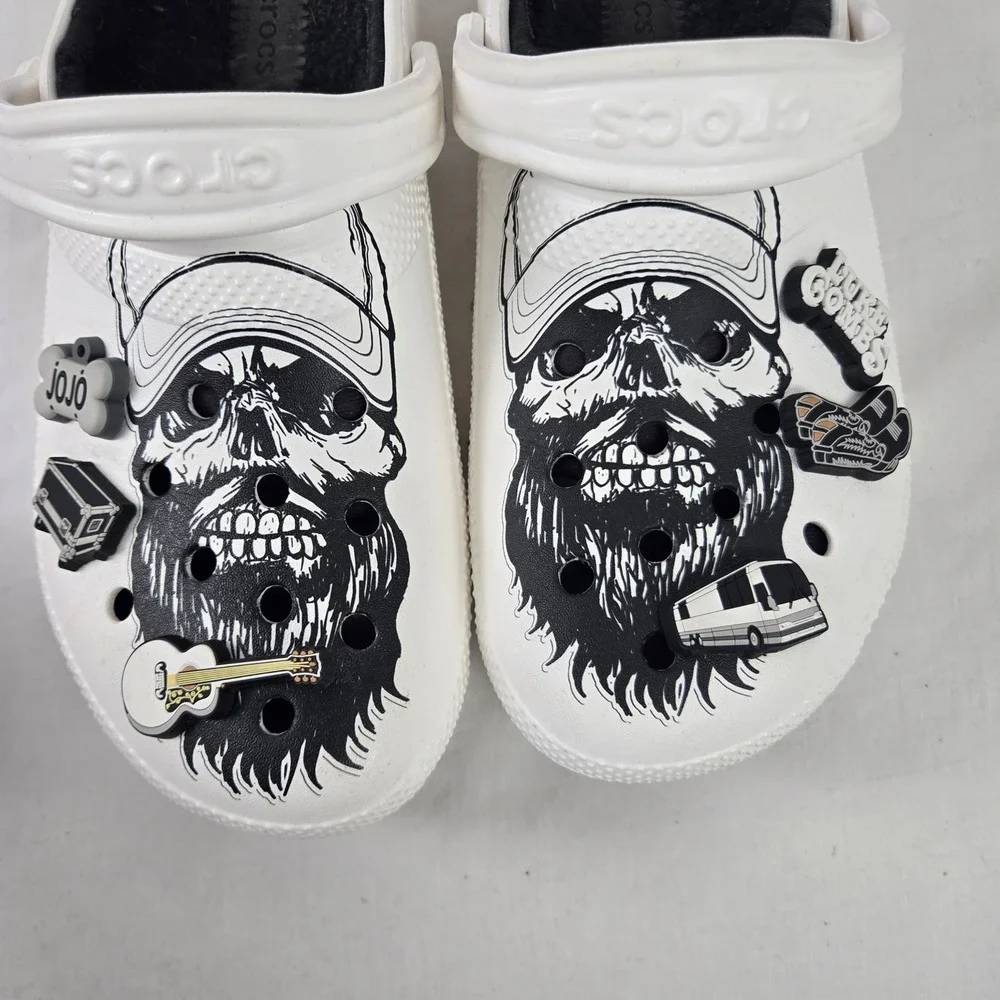 Luke Combs x Crocs Classic Lined Clogs White Skull Graphic Skully Edition M9 W11